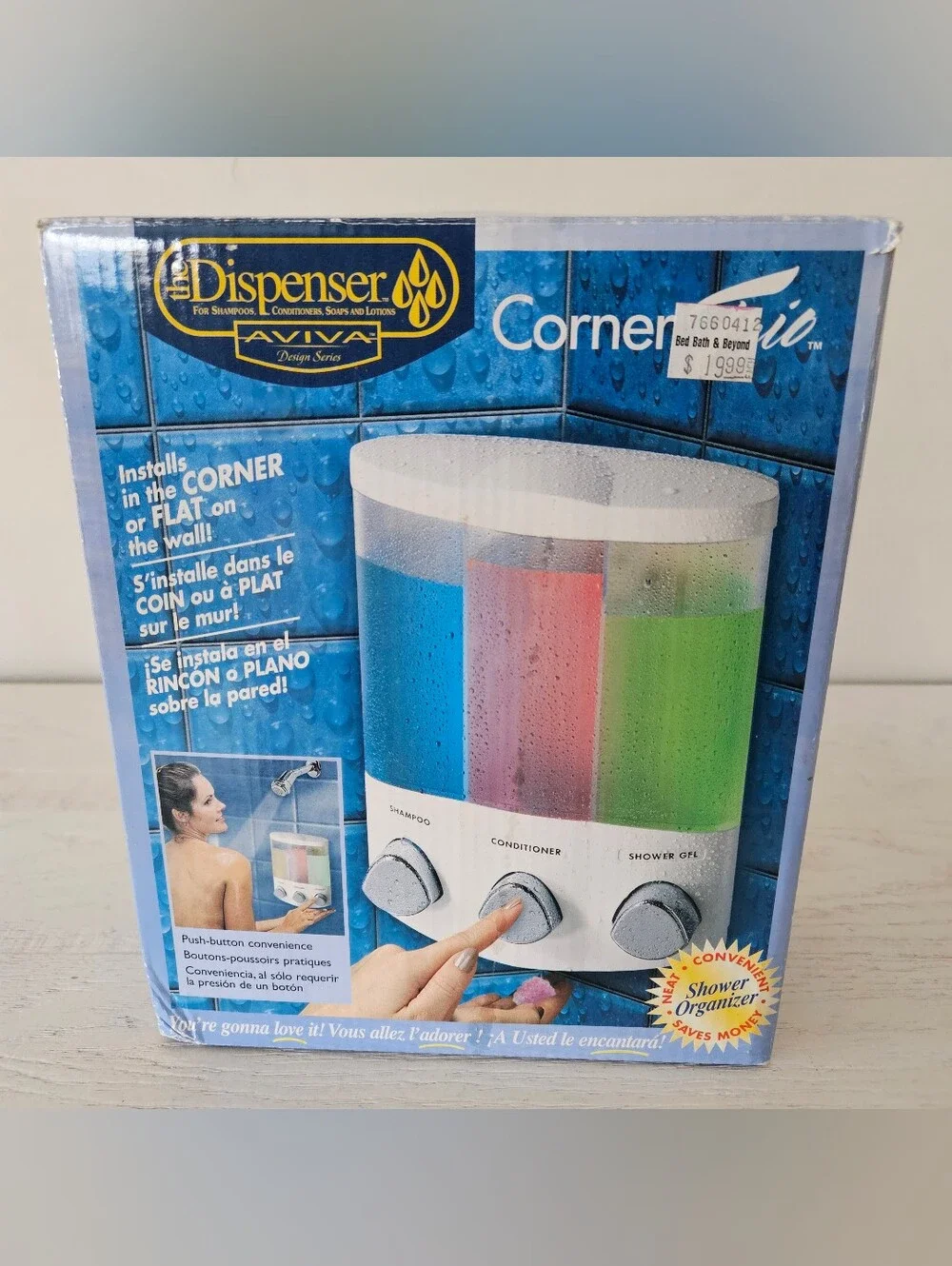 The Dispenser Shower Corner  Trio Body Wash Shampoo Conditioner Lotion NIB